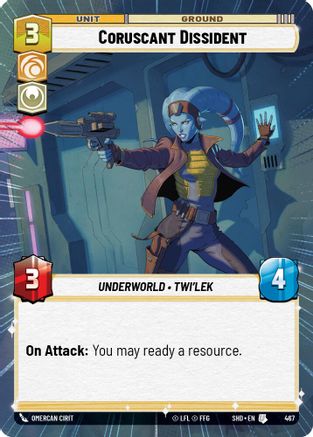 Coruscant Dissident (SHD) Uncommon Star Wars Unlimited Fantasy Flight Games Hyperspace Non-Foil