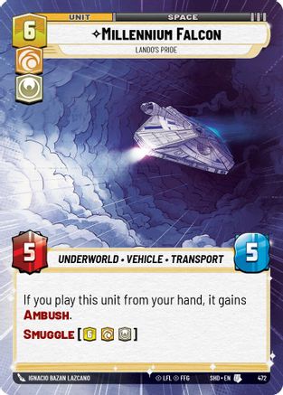 Millennium Falcon - Lando's Pride (SHD) Uncommon Star Wars Unlimited Fantasy Flight Games Hyperspace Non-Foil