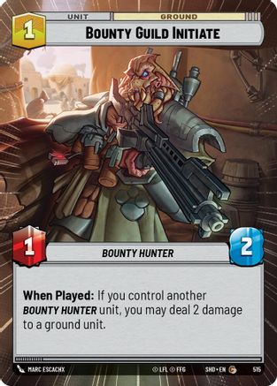Bounty Guild Initiate (SHD) Common Star Wars Unlimited Fantasy Flight Games Hyperspace Non-Foil