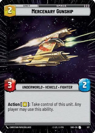 Mercenary Gunship (SHD) Uncommon Star Wars Unlimited Fantasy Flight Games Hyperspace Non-Foil