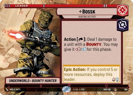 Bossk - Hunting His Prey (SHD) Common Star Wars Unlimited Fantasy Flight Games Hyperspace Non-Foil