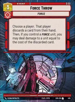Force Throw (SOR) Uncommon Star Wars Unlimited Fantasy Flight Games Hyperspace Non-Foil