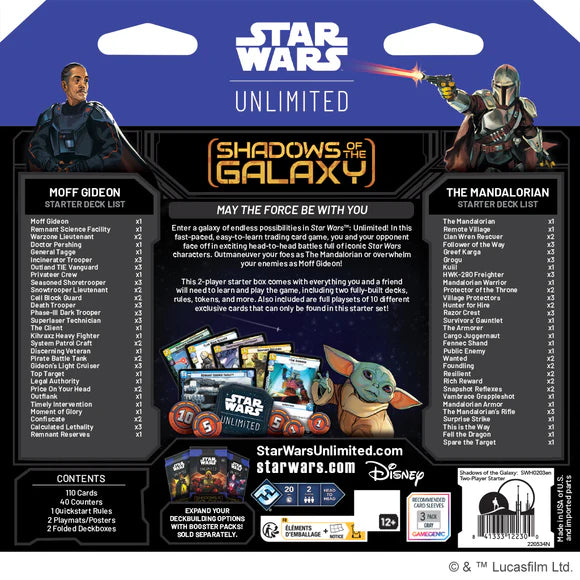 Star Wars Unlimited Shadows of the Galaxy (SHD) Two-Player Starter Kit Star Wars Unlimited Fantasy Flight Games