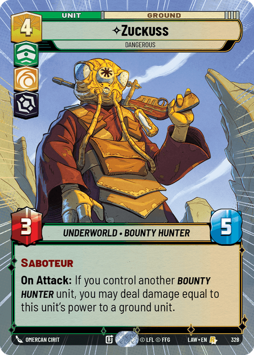 Zuckuss - Dangerous (LAW) Rare Fantasy Flight Games Hyperspace Non-Foil
