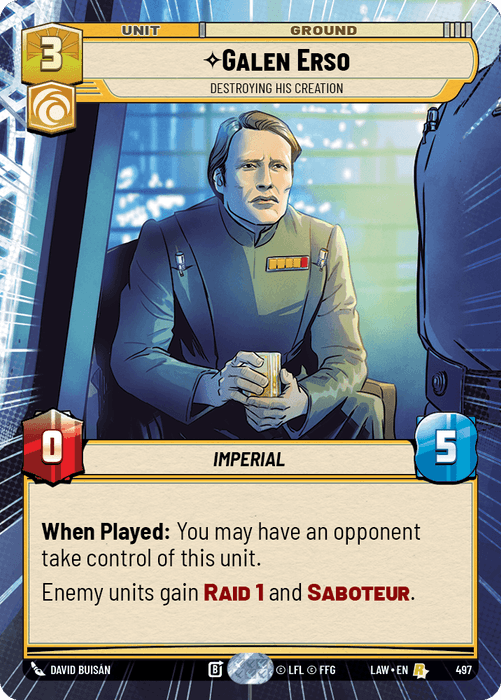 Galen Erso - Destroying His Creation (LAW) Rare Fantasy Flight Games Hyperspace Non-Foil