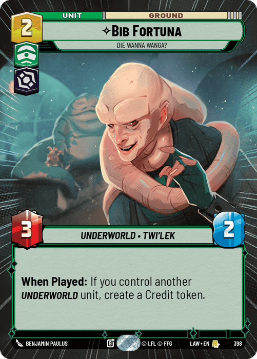 Bib Fortuna - Die Wanna Wanga? (LAW) Rare Fantasy Flight Games Hyperspace Non-Foil