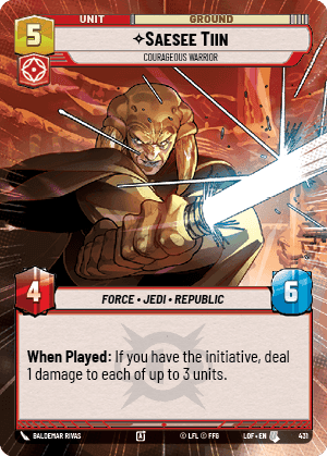 Saesee Tiin - Courageous Warrior (LOF) Uncommon Fantasy Flight Games Hyperspace Non-Foil