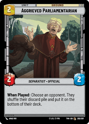 Aggrieved Parliamentarian (TWI) Common Star Wars Unlimited Fantasy Flight Games Standard Non-Foil