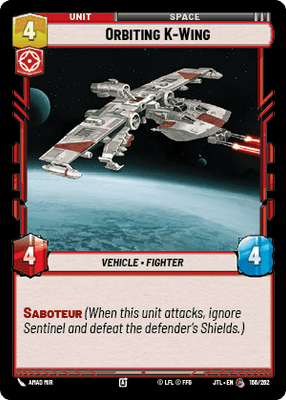 Orbiting K-Wing (JTL) Common Fantasy Flight Games Standard Non-Foil