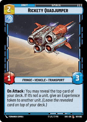 Rickety Quadjumper (SHD) Common Star Wars Unlimited Fantasy Flight Games Standard Non-Foil