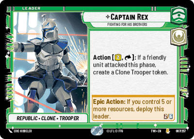 Captain Rex - Fighting for his Brothers (TWI) Rare Star Wars Unlimited Fantasy Flight Games Standard Non-Foil