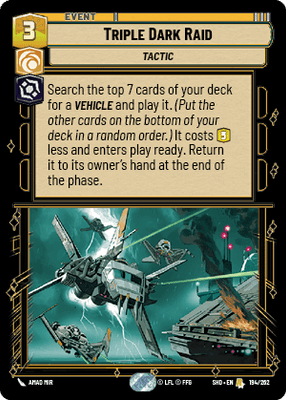 Triple Dark Raid (SHD) Rare Star Wars Unlimited Fantasy Flight Games Standard Non-Foil