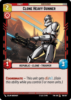 Clone Heavy Gunner (TWI) Common Star Wars Unlimited Fantasy Flight Games Standard Non-Foil