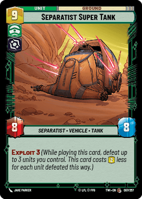 Separatist Super Tank (TWI) Common Star Wars Unlimited Fantasy Flight Games Standard Non-Foil