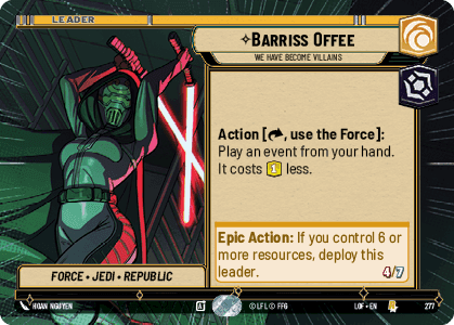 Barriss Offee - We Have Become Villains (LOF) Rare Fantasy Flight Games Hyperspace Non-Foil