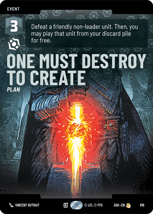 One Must Destroy to Create (ASH) Rare Star Wars Unlimited Fantasy Flight Games Prestige Non-Foil