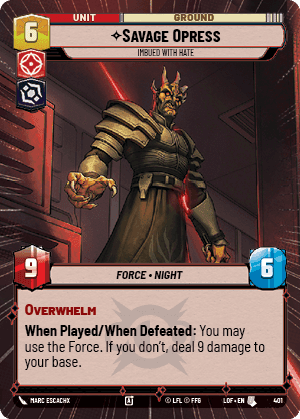 Savage Opress - Imbued With Hate (LOF) Uncommon Fantasy Flight Games Hyperspace Non-Foil