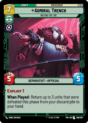 Admiral Trench - Holding the Line (TWI) Uncommon Star Wars Unlimited Fantasy Flight Games Standard Non-Foil