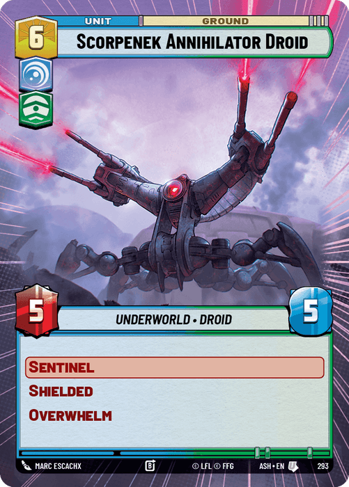 Scorpenek Annihilator Droid (ASH) Uncommon Star Wars Unlimited Fantasy Flight Games Hyperspace Non-Foil