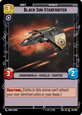 Black Sun Starfighter (SHD) Common Star Wars Unlimited Fantasy Flight Games Standard Non-Foil