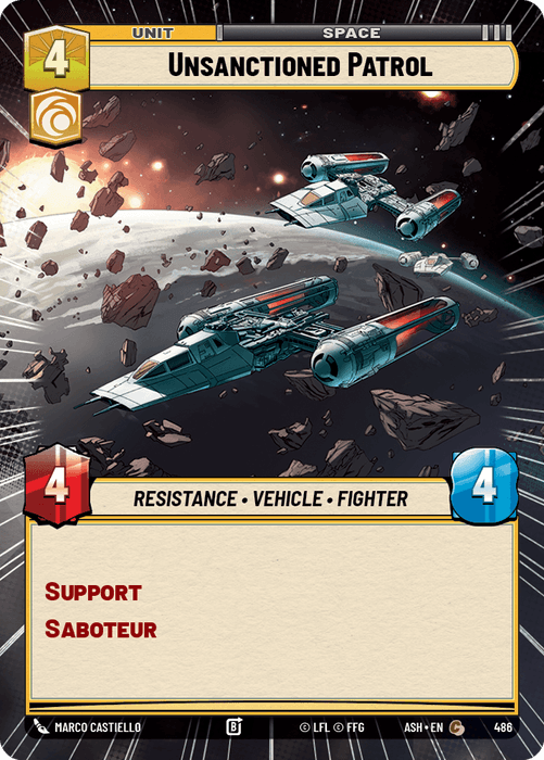 Unsanctioned Patrol (ASH) Common Star Wars Unlimited Fantasy Flight Games Hyperspace Non-Foil