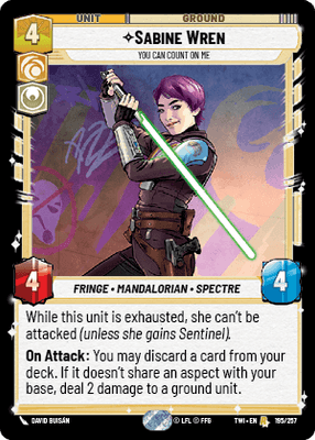 Sabine Wren - You can count on me (TWI) Rare Star Wars Unlimited Fantasy Flight Games Standard Non-Foil