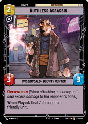Ruthless Assassin (SHD) Common Star Wars Unlimited Fantasy Flight Games Standard Non-Foil