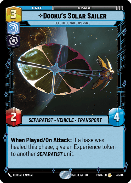 Dooku's Solar Sailer - Beautiful and Expensive (TS26) Rare Fantasy Flight Games Standard Non-Foil