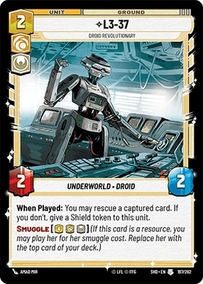 L3-37 - Droid Revolutionary (SHD) Uncommon Star Wars Unlimited Fantasy Flight Games Standard Non-Foil