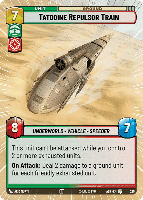 Tatooine Repulsor Train (ASH) Uncommon Star Wars Unlimited Fantasy Flight Games Hyperspace Non-Foil