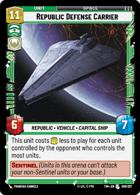 Republic Defense Carrier (TWI) Uncommon Star Wars Unlimited Fantasy Flight Games Standard Non-Foil