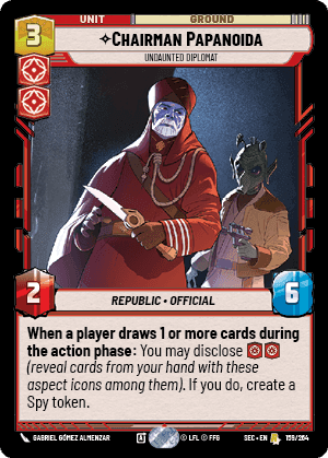 Chairman Papanoida - Undaunted Diplomat (SEC) Rare Fantasy Flight Games Standard Non-Foil