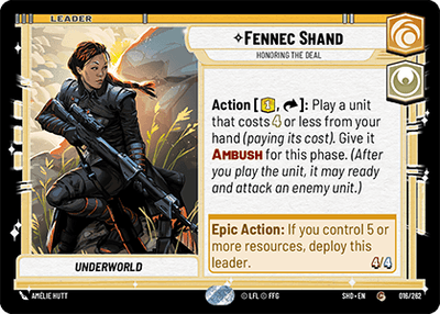 Fennec Shand - Honoring the Deal (SHD) Common Star Wars Unlimited Fantasy Flight Games Standard Non-Foil