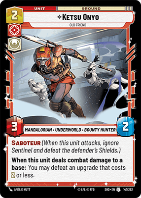 Ketsu Onyo - Old Friend (SHD) Uncommon Star Wars Unlimited Fantasy Flight Games Standard Non-Foil