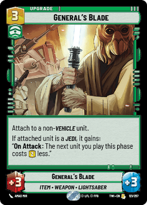 General's Blade (TWI) Rare Star Wars Unlimited Fantasy Flight Games Standard Non-Foil