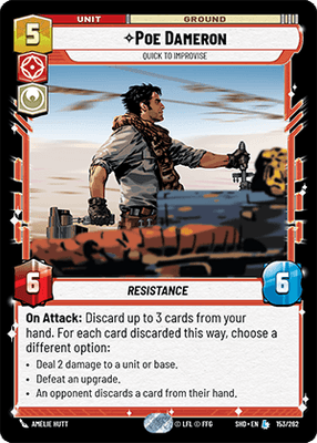 Poe Dameron - Quick to Improvise (SHD) Legendary Star Wars Unlimited Fantasy Flight Games Standard Non-Foil