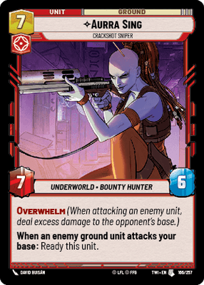 Aurra Sing - Crackshot Sniper (TWI) Uncommon Star Wars Unlimited Fantasy Flight Games Standard Non-Foil