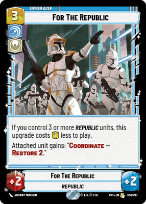 For the Republic (TWI) Rare Star Wars Unlimited Fantasy Flight Games Standard Non-Foil