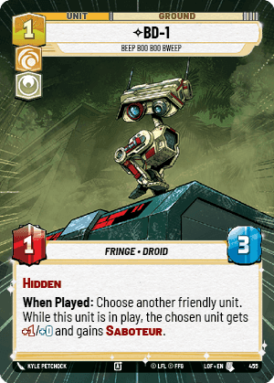 BD-1 - Beep Boo Boo Bweep (LOF) Uncommon Fantasy Flight Games Hyperspace Non-Foil