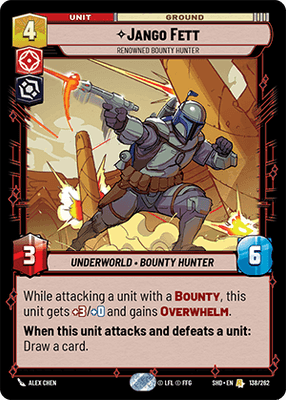 Jango Fett - Renowned Bounty Hunter (SHD) Rare Star Wars Unlimited Fantasy Flight Games Standard Non-Foil