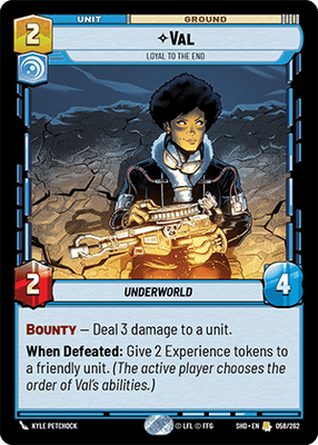 Val - Loyal to the End (SHD) Rare Star Wars Unlimited Fantasy Flight Games Standard Non-Foil