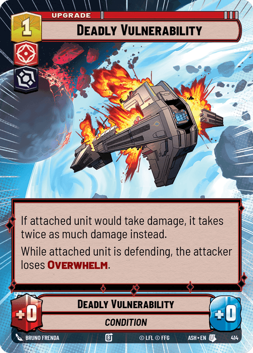 Deadly Vulnerability (ASH) Uncommon Star Wars Unlimited Fantasy Flight Games Hyperspace Non-Foil
