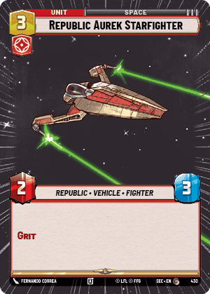 Republic Aurek Starfighter (SEC) Common Fantasy Flight Games Hyperspace Non-Foil