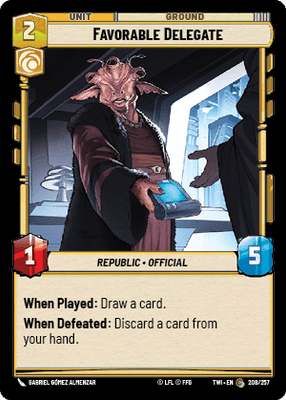 Favorable Delegate (TWI) Common Star Wars Unlimited Fantasy Flight Games Standard Non-Foil