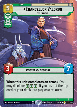 Chancellor Valorum - Civil Servant (SEC) Rare Fantasy Flight Games Hyperspace Non-Foil
