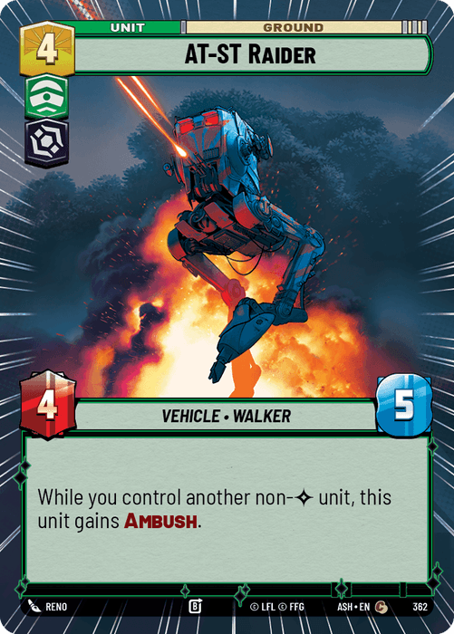 AT-ST Raider (ASH) Common Star Wars Unlimited Fantasy Flight Games Hyperspace Non-Foil