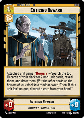 Enticing Reward (SHD) Uncommon Star Wars Unlimited Fantasy Flight Games Standard Non-Foil