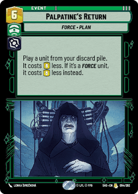 Palpatine's Return (SHD) Rare Star Wars Unlimited Fantasy Flight Games Standard Non-Foil