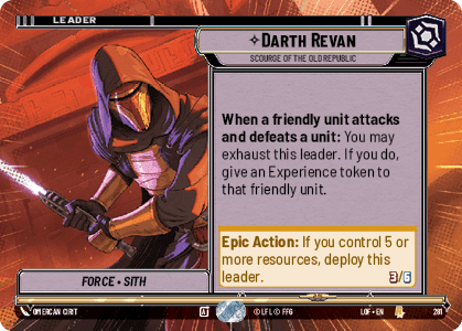 Darth Revan - Scourge of the Old Republic (LOF) Rare Fantasy Flight Games Hyperspace Non-Foil