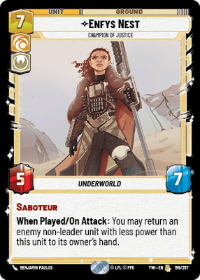 Enfys Nest - Champion of Justice (TWI) Rare Star Wars Unlimited Fantasy Flight Games Standard Non-Foil